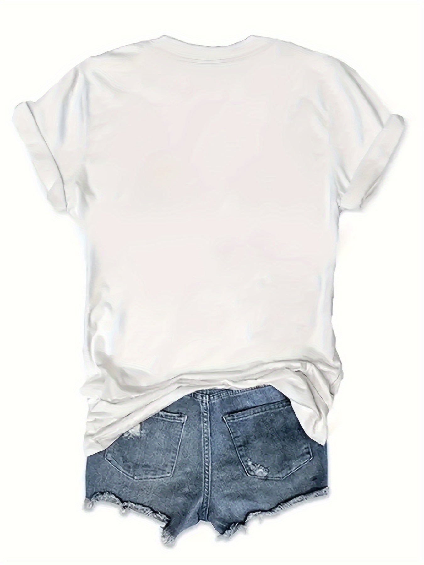 Silver Cherry Graphic Print T-Shirt, Short Sleeve Crew Neck Casual Top for Summer& Spring, Women' S Clothing